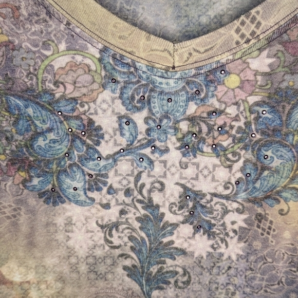 XCIT USA Y2K floral long sleeve woman's top size 1X - Picture 4 of 12